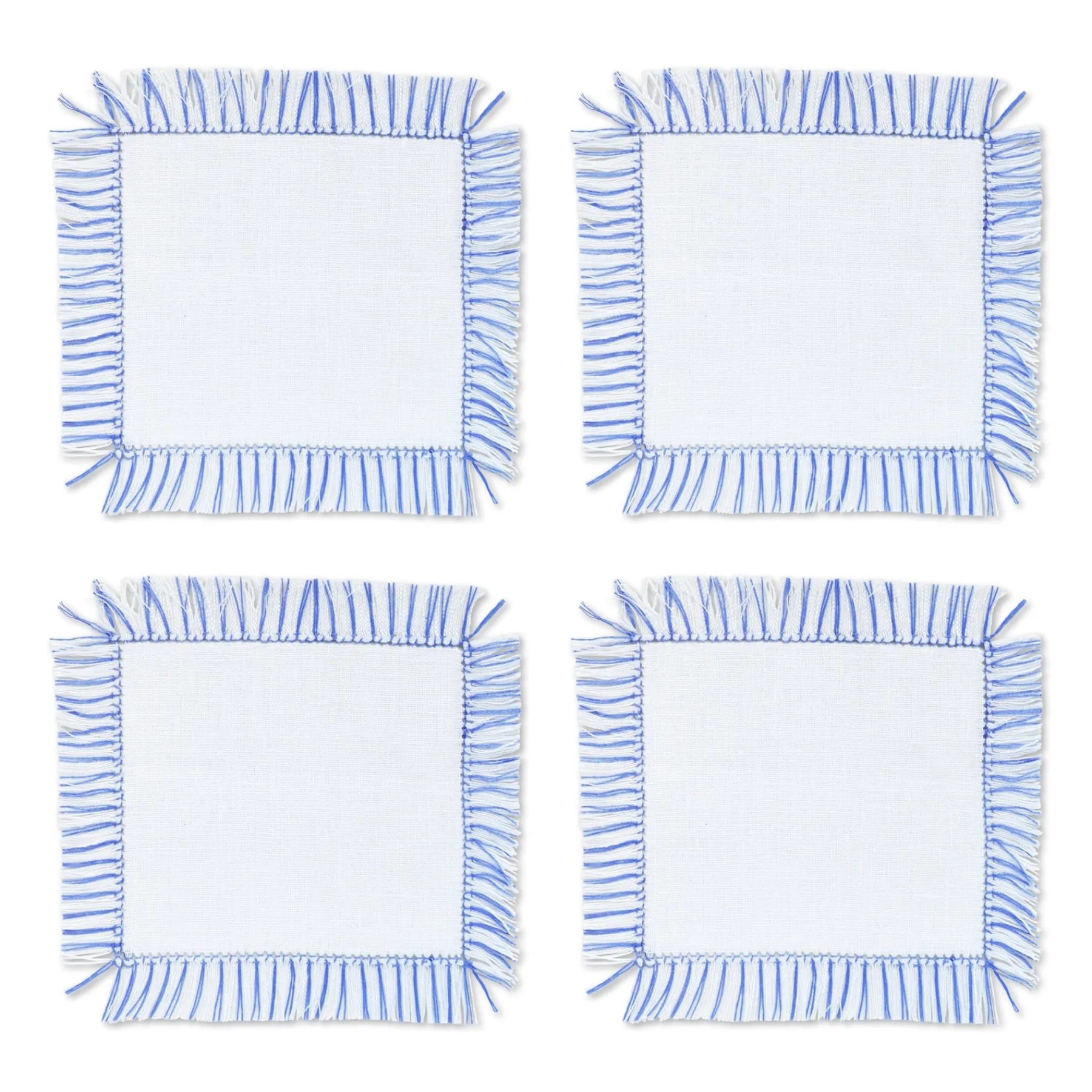 Chefanie Blue & White Fringe Cocktail Napkins (4) Clearance