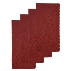 Chefanie Burgundy Eyelet Dinner Napkins (4) Sale
