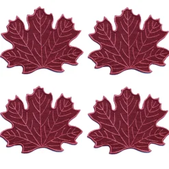 Chefanie Burgundy Leaf Cocktail Napkins (4) New