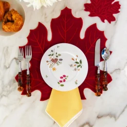 Chefanie Burgundy Leaf Placemat New