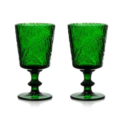 Chefanie Green Embossed Stem Glasses (4) Outlet
