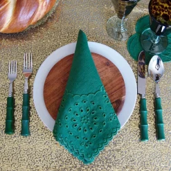 Chefanie Green Eyelet Dinner Napkins (4) Clearance