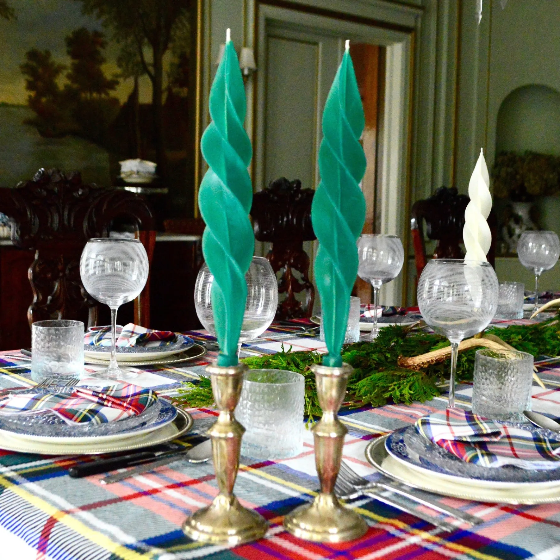 Chefanie Green Feather Candles (2) Outlet