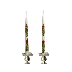 Chefanie Painted Mistletoe Tapers (2) Discount