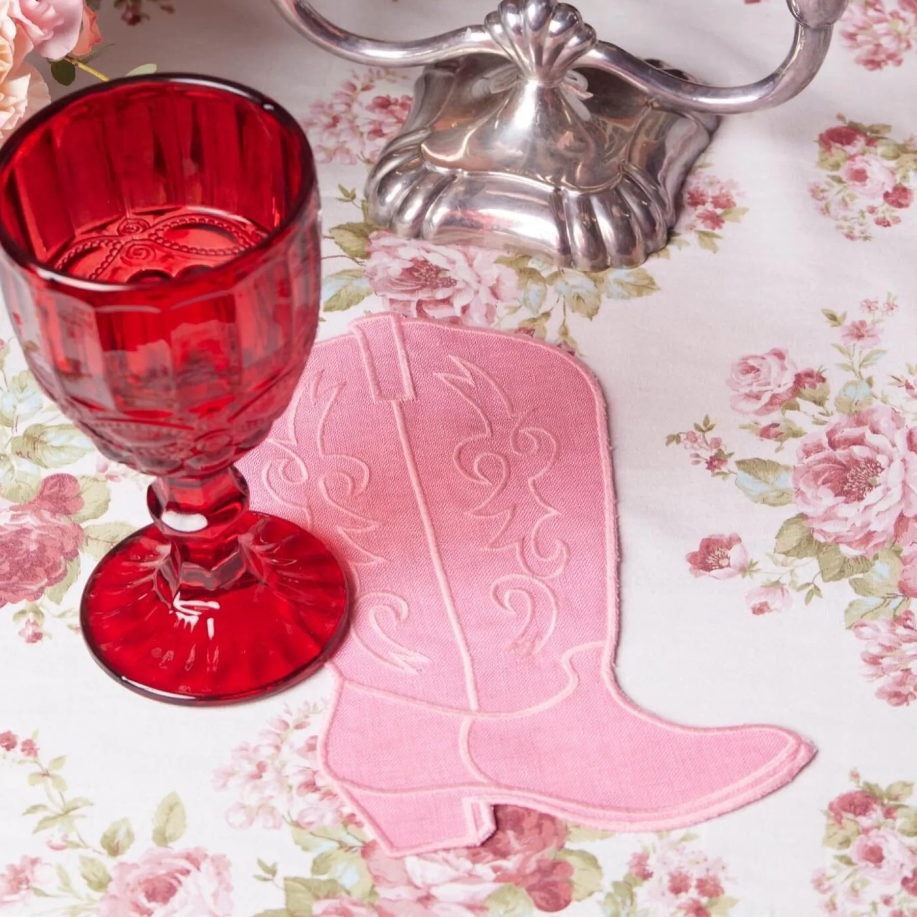 Chefanie Pink Cowboy Boot Cocktail Napkins (4)