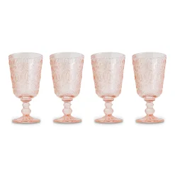 Chefanie Pink Embossed Stem Glasses (4) Outlet