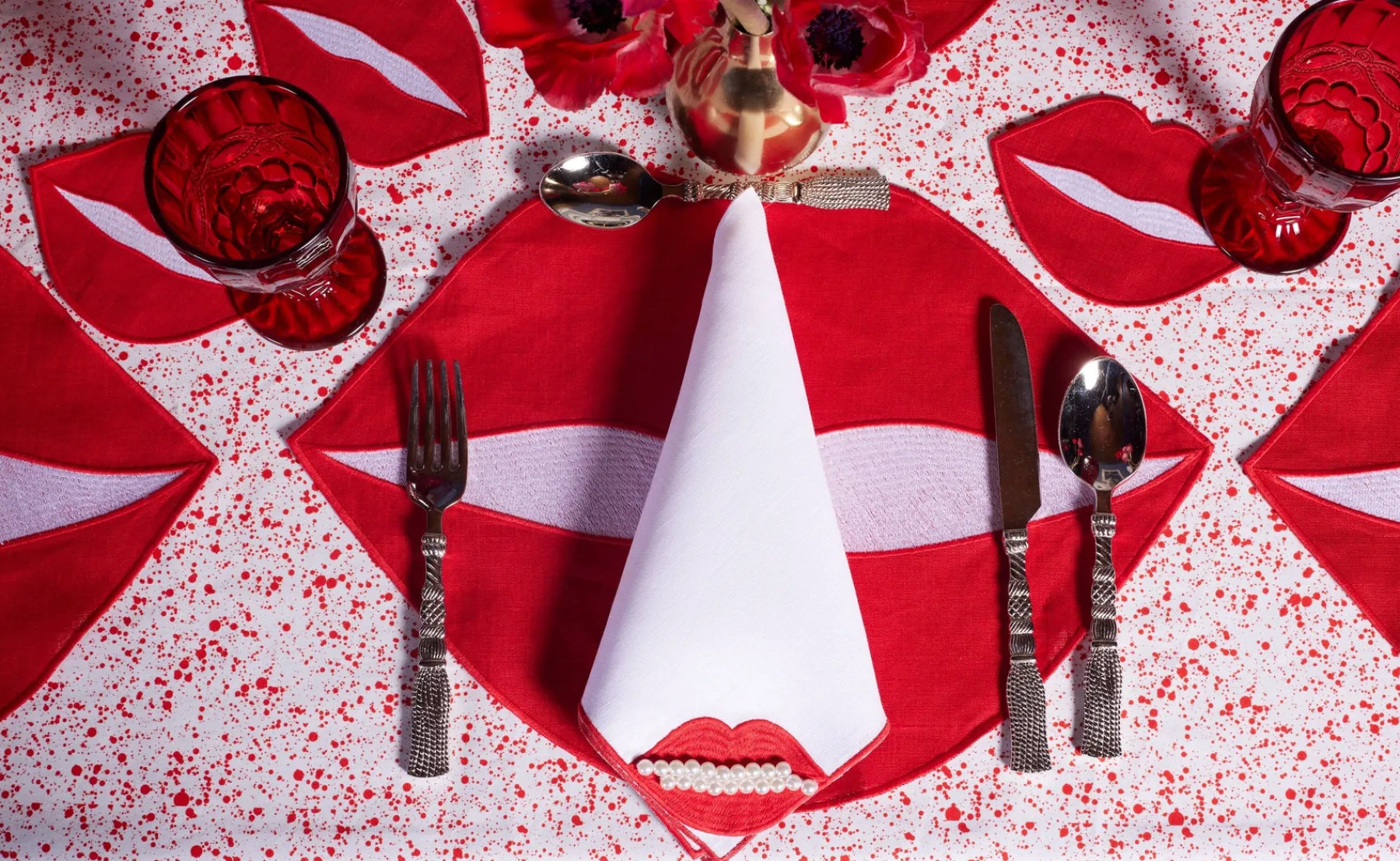 Chefanie Red Lips Dinner Napkins (4) Sale