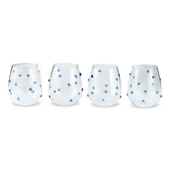 Chefanie Stemless Blue Dot Glasses (4) Outlet