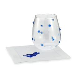 Chefanie Stemless Blue Dot Glasses (4) Outlet
