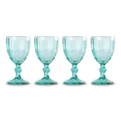 Chefanie Teal Embossed Stem Glasses (4) Best