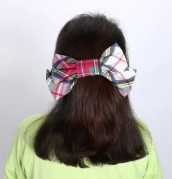 Chefanie White Plaid Barrette Discount